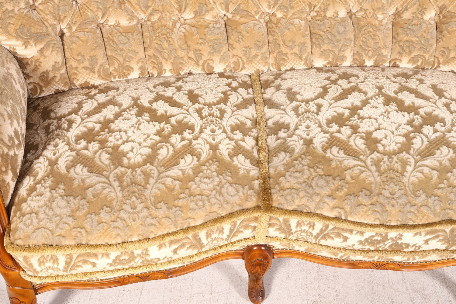 Wunderschönes Chippendale Sofa Barock Stil Couch Samt Stoff 3 Sitzer Antik Vintage