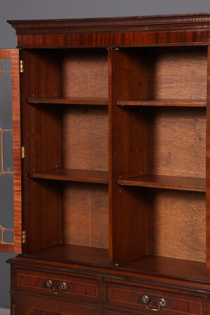 Wunderschöne Englische Vitrine Mahagoni Bibliothek Bücherschrank Buffet Schrank 60er Glasvitrine Vintage