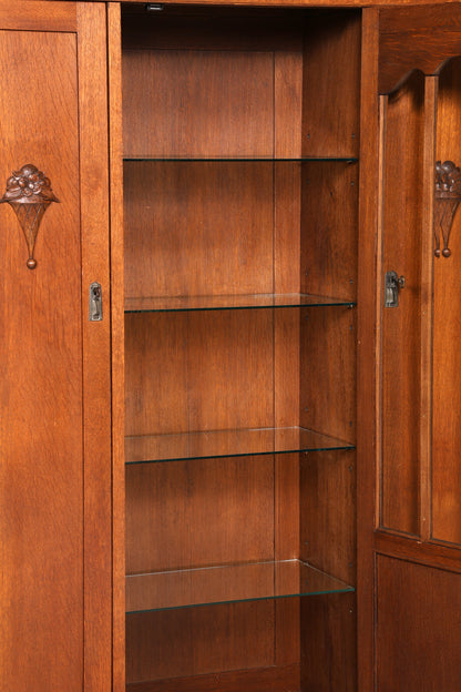 Traumhafte Jugendstil Vitrine Eiche Bücherschrank Kleiderschrank Geschirrschrank Buffet Schrank Antik Vintage