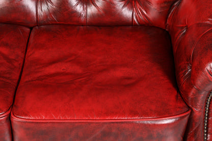 Wunderschöne Original Chesterfield 2-Sitzer Couch Englisches echt Leder Oxblood Sofa UK