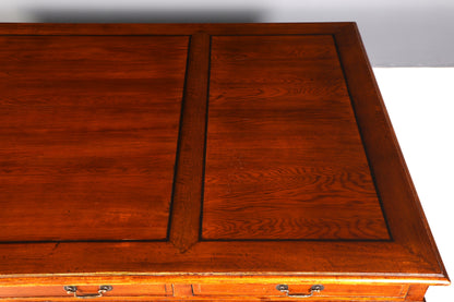 Impressive English XXL Writing Desk, Office Desk, Partner Desk, Antique Solid Wood Vintage