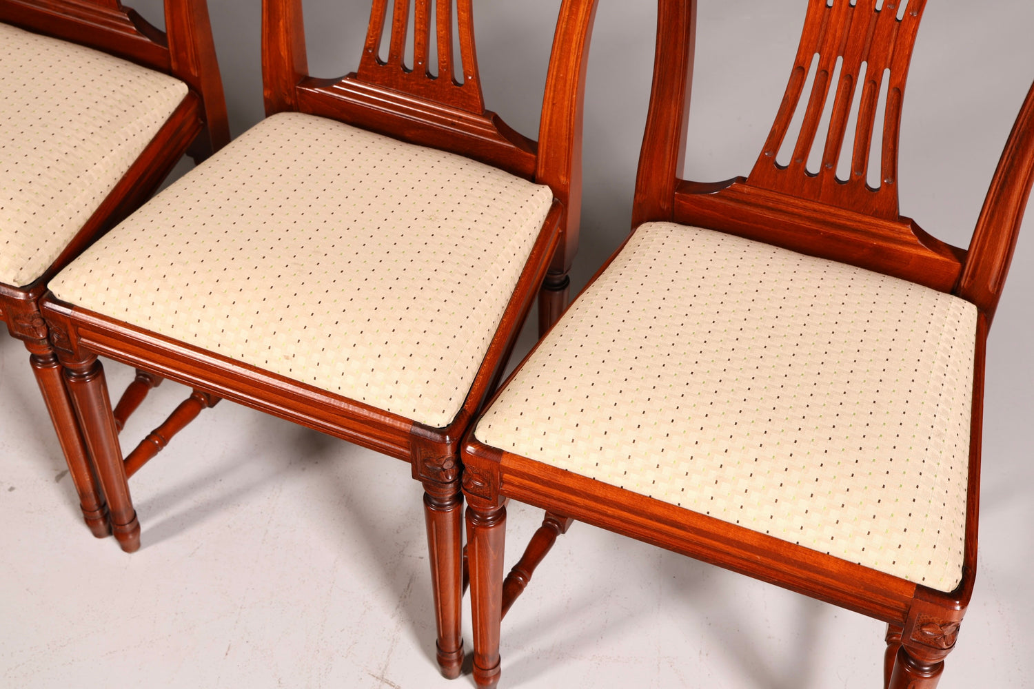 Edles 6er Set Stühle Gustavianischer Stil Englisch Esszimmerstühle Antik Polsterstuhl Set