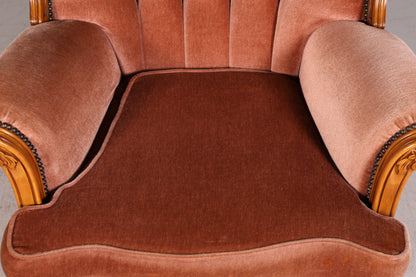 Edler Chippendale Armlehnsessel Barock Stil Samt Stoff Sessel Armchair Rococo Antik 4 von 4