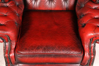 Original Chesterfield Ohrenbacken Sessel Queen Anne Englisch Oxblood Leder Herrensessel UK Armlehnsessel 2 von 2