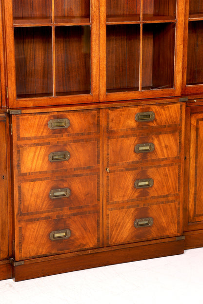 Wunderschöner Maritimer Vitrinenschrank Englisch Bibliothek Bücherschrank Buffet Antik Massiv Echt Holz Schrank UK Vintage
