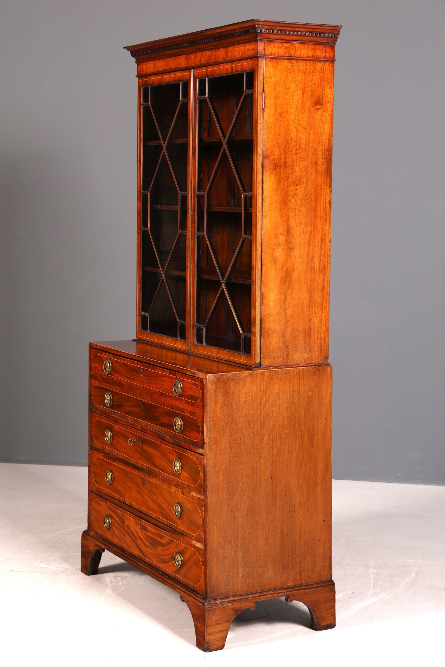G785 Finish Wunderschöne Englische Vitrine Bibliothek Sekretär echt Holz Antik Schrank Regal (Kopie)