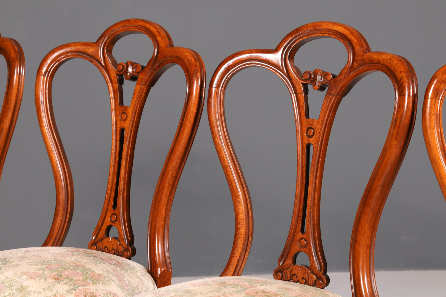 4x Traumhafte Louis Philippe Stühle um 1880 Chippendale Stuhl Set Antik Sekretär Stühle