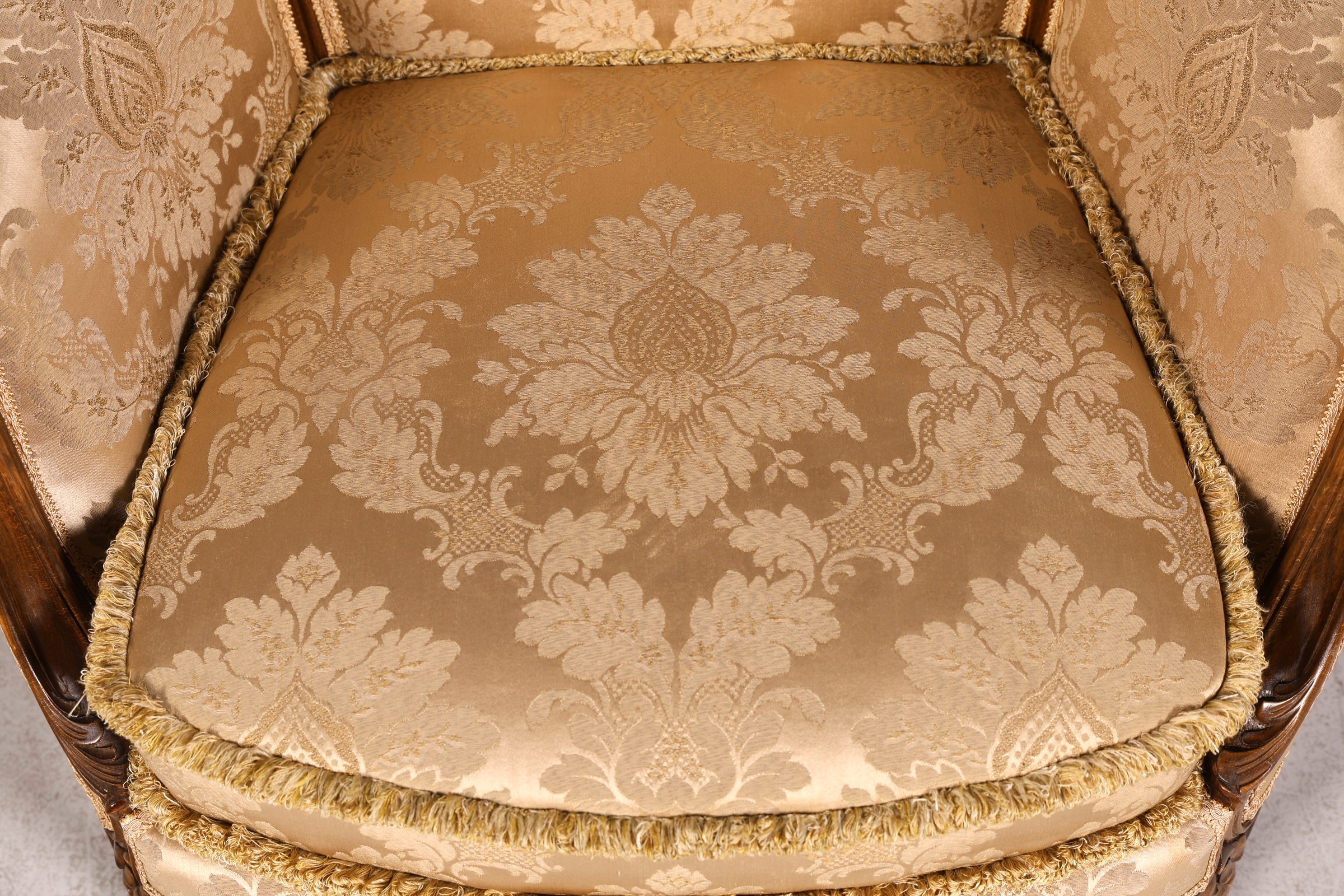 Edler Chippendale Armlehnsessel Barock Stil Samt Stoff Sessel Armchair Rococo Antik Polstersessel