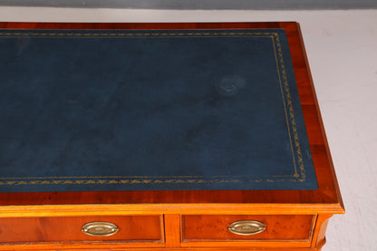 Wunderschöner Original Heldense Englischer Schreibtisch Eibe Echt Lederauflage Bürotisch Office Desk