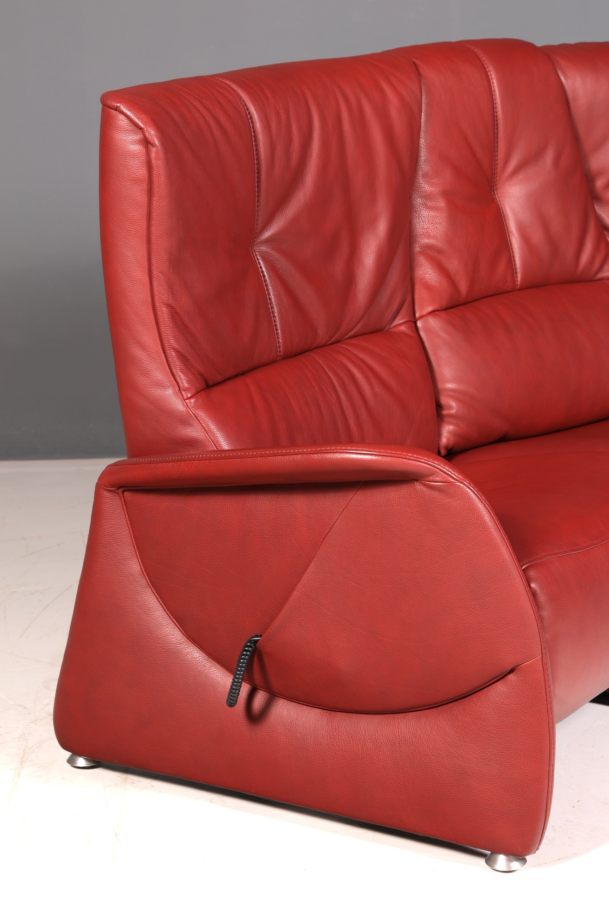 Edles Himolla Ledersofa Trapez 3-Sitzer Echt Leder Rot Relaxsofa Couch Sofa elektrisch verstellbar Vintage