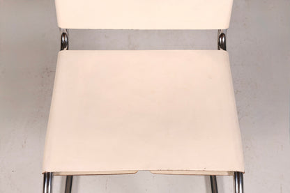 Edler Original Knoll International Freischwinger Stuhl MR Chair Mies van der Rohe Chrom Leder Weiß Bauhaus Sekretär Stuhl Esszimmer Stuhl 1 von 2