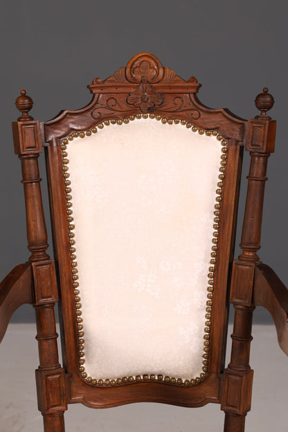 Elegant Neo-Renaissance armchair, antique Historicist chair, Gründerzeit secretary chair, desk chair, upholstered chair 2 of 2