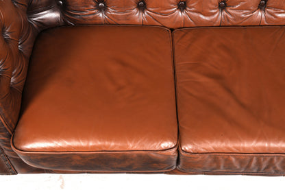Wunderschönes Original Chesterfield 3-Sitzer Sofa Echt Leder Englische Couch England Polstersofa Antik Vintage Ledersofa
