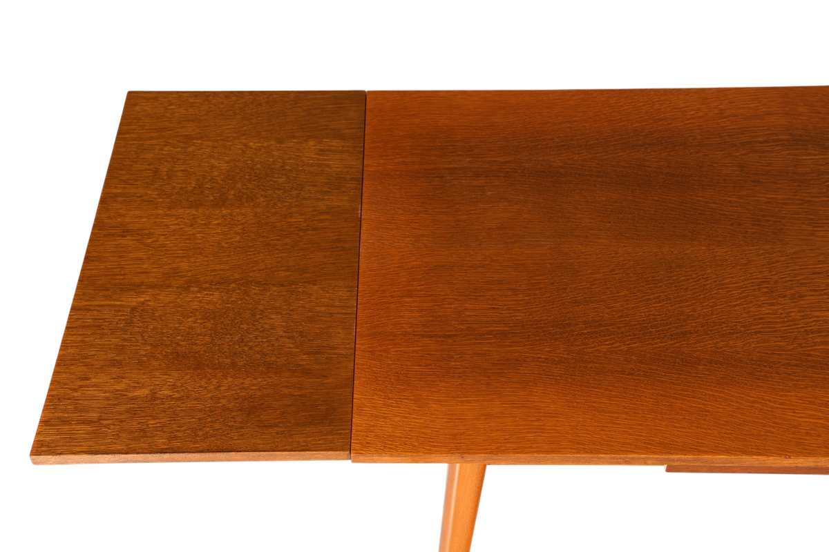 Hauptstadt Möblerei vintage mid-century ahşap yemek masası, üstten görünüm, uzatılabilir tasarım
