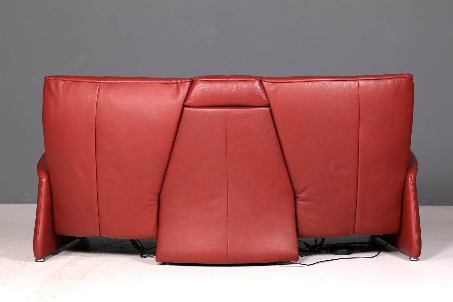 Edles Himolla Ledersofa Trapez 3-Sitzer Echt Leder Rot Relaxsofa Couch Sofa elektrisch verstellbar Vintage