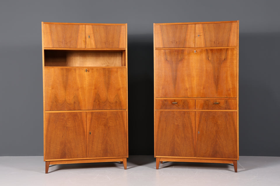 Mid Century Schrank Nussbaum Sekretär Kommode Retro TV Highboard