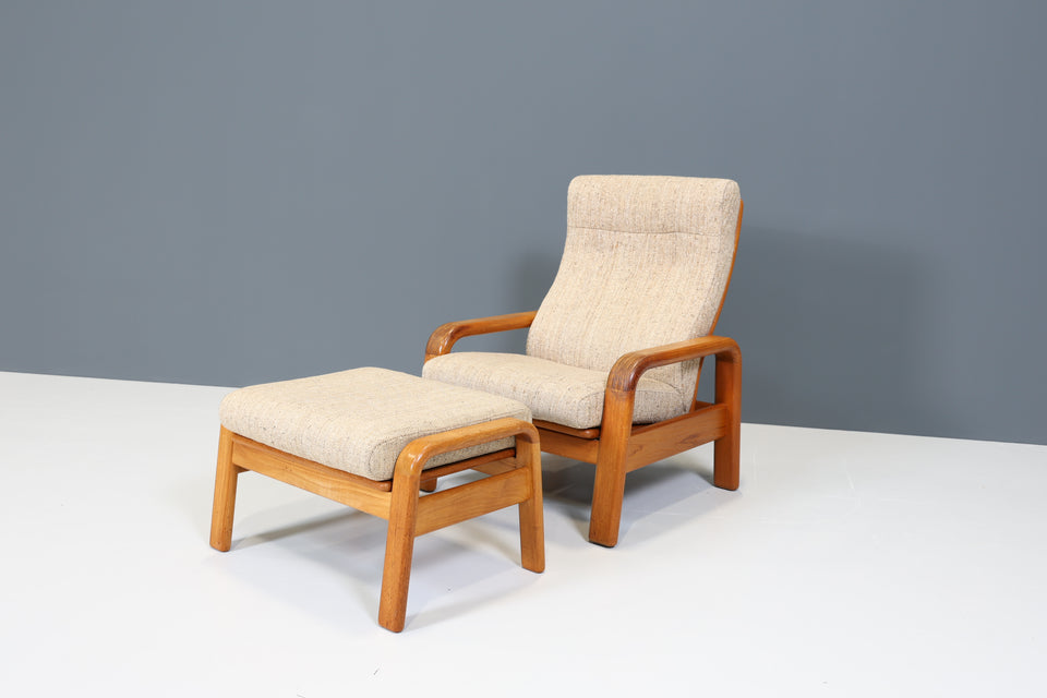 Schlichter Danish Teak Holz Hocker Mid Century Fussablage