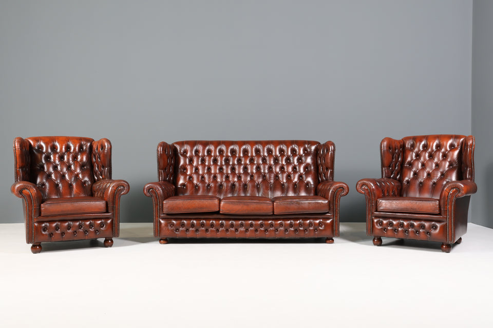 Stilvolle Original Chesterfield Sofa Englische 3er Couch UK braun
