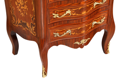 Stilvolles Barock Stil Louis XV Highboard Intarsien Vertiko Kommode Schubladenkommode