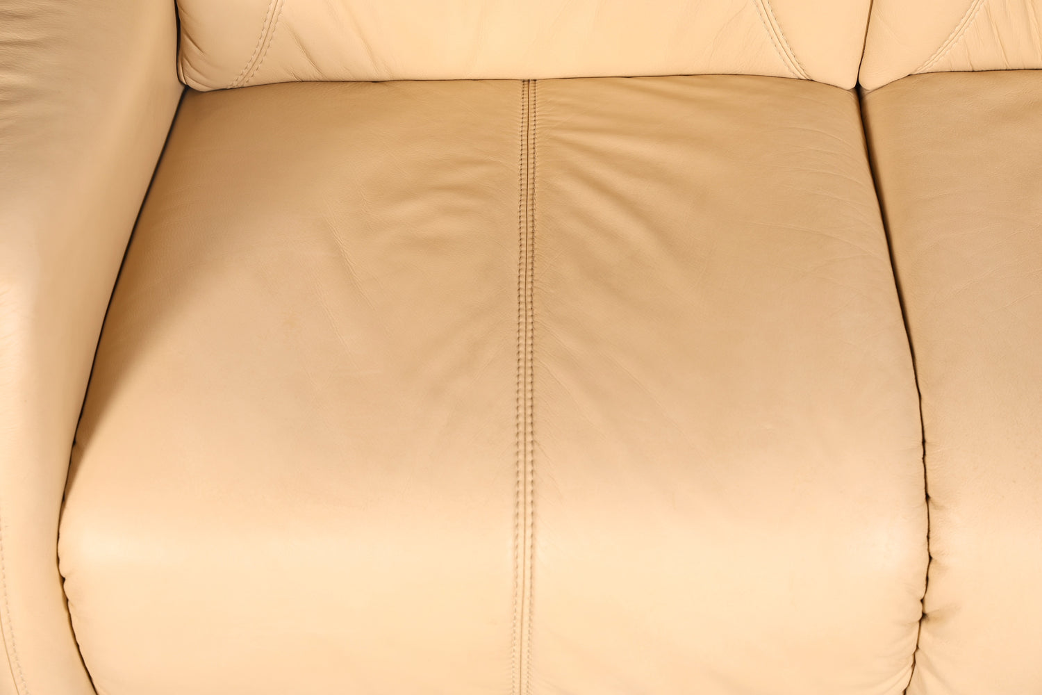 Edles Himolla Cumuly 2-Sitzer Ledersofa mit Hocker Echtleder Creme Relaxsofa Couch Sofa Vintage