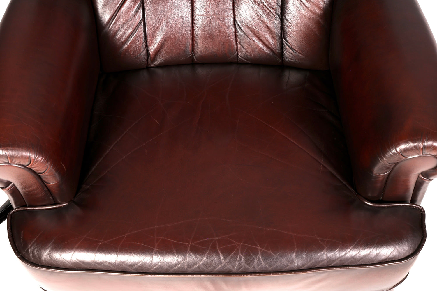 Elegant Chesterfield wingback armchair, recliner, genuine brown leather, TV chair, lounge chair, leather armchair