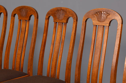 6x Wunderschöne Jugendstil Stühle Stuhl Set Antik Eiche Küchenstühle Esszimmerstühle um 1900