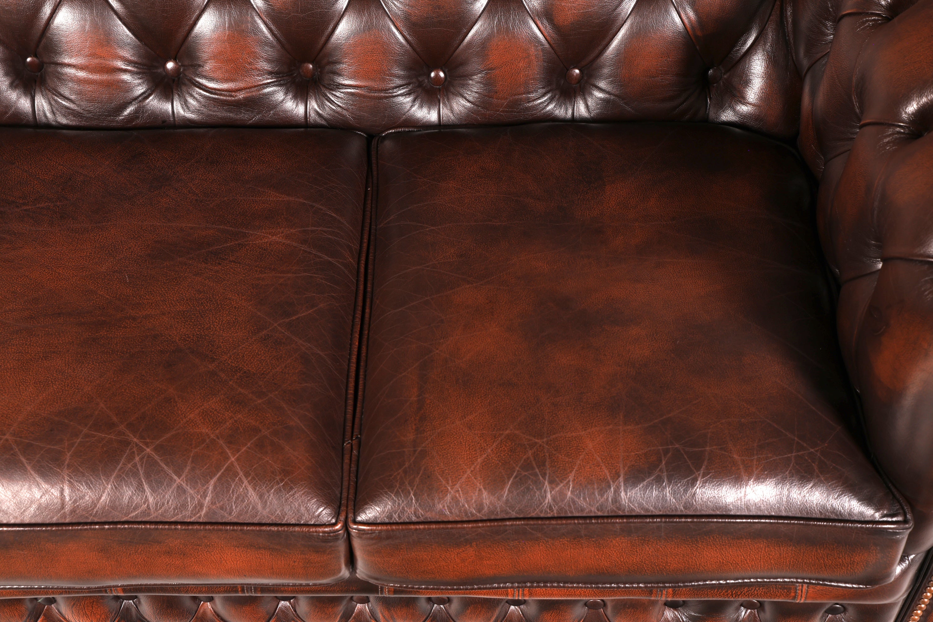 Beautiful Original Centurion Chesterfield 3-Seater Genuine Leather Sofa English Upholstered Sofa Leather Sofa