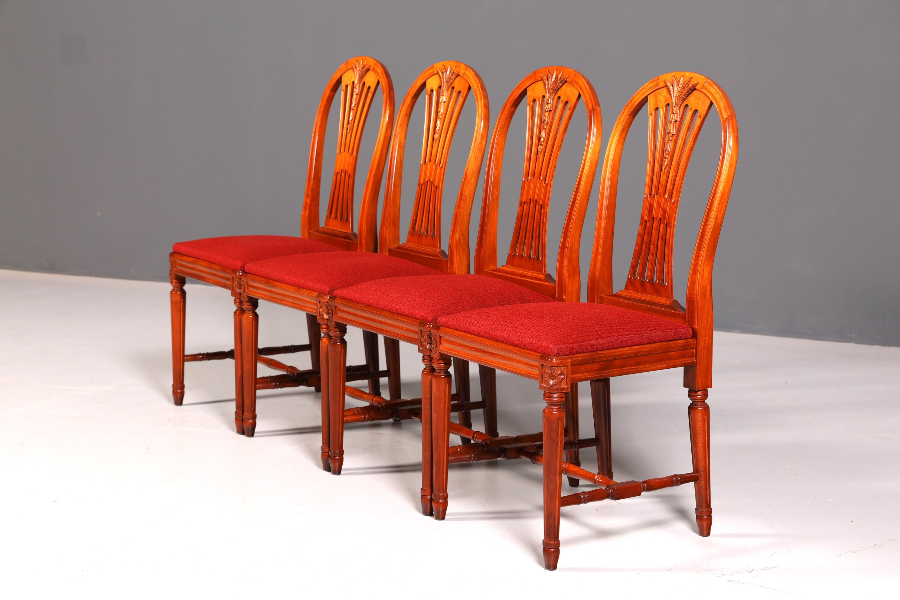 4x Edle Englische Stühle Englisch Dining Chairs Antik 60er Jahre Regency Küchenstühle Stuhlset