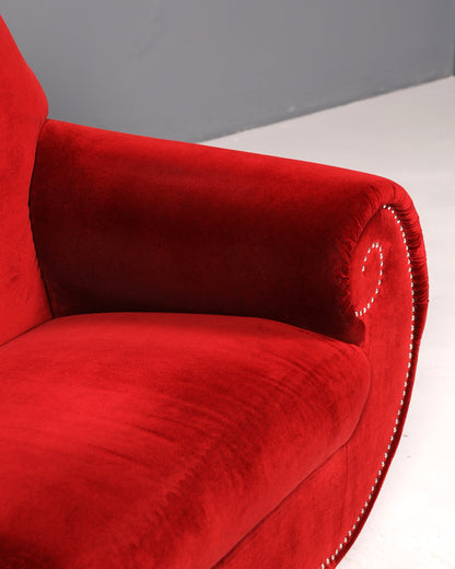 Opulentes Bretz Gaudi Rotes Samtsofa Designer Couch 3-Sitzer Sofa Barock Bordeaux Samt