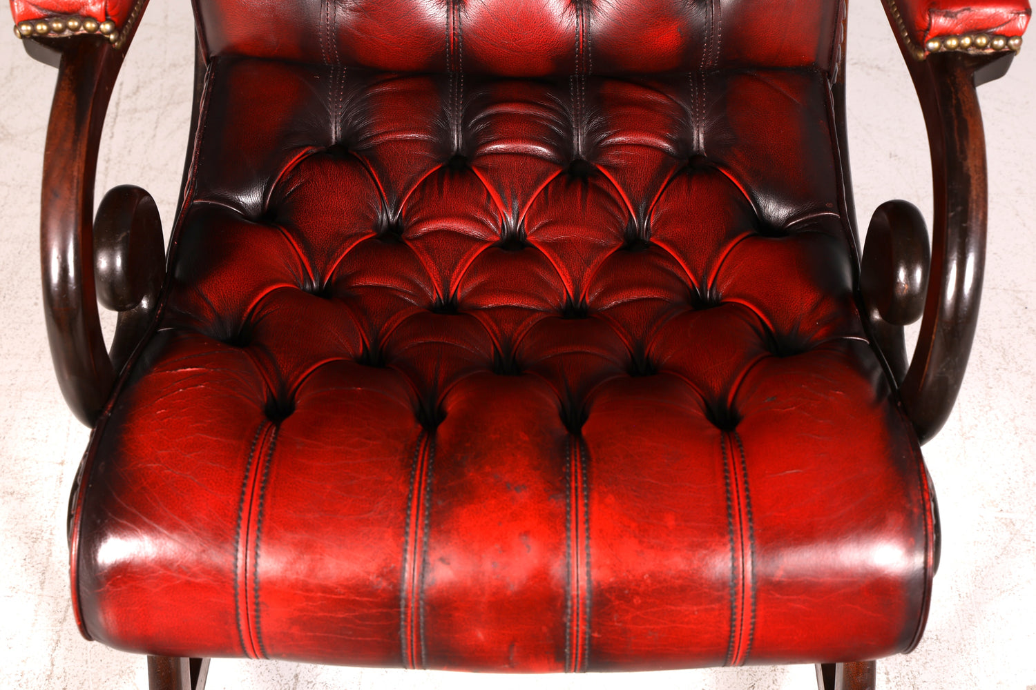 Stilvoller Original Chesterfield Schaukelstuhl Oxblood Englischer Armlehnsessel Echt Leder Englisch Schwingsessel Herrensessel UK