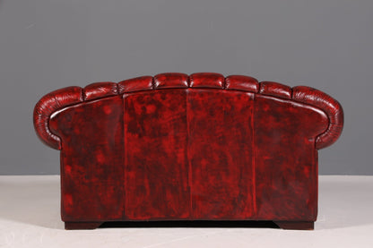 Wunderschöne Original Chesterfield 2-Sitzer Couch Englisches echt Leder Oxblood Sofa UK