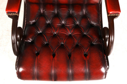 Stilvoller Original Chesterfield Slipper Sessel Englischer Armlehnsessel Oxblood Echt Leder Englisch Herrensessel UK