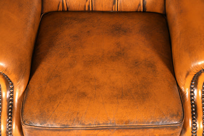 Wunderschöner Original Chesterfield Ohrenbackensessel Englisch Echt Leder Herrensessel Relaxsessel Liegefunktion Vintage