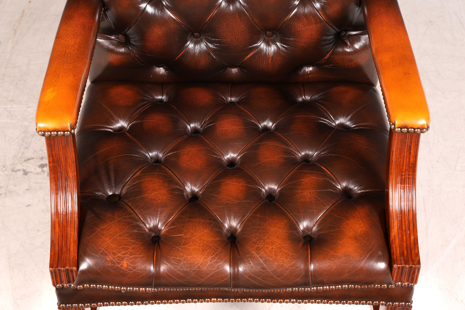 Original Chesterfield Sessel Englischer Armlehnstuhl Echt Leder Bürostuhl Lounge
