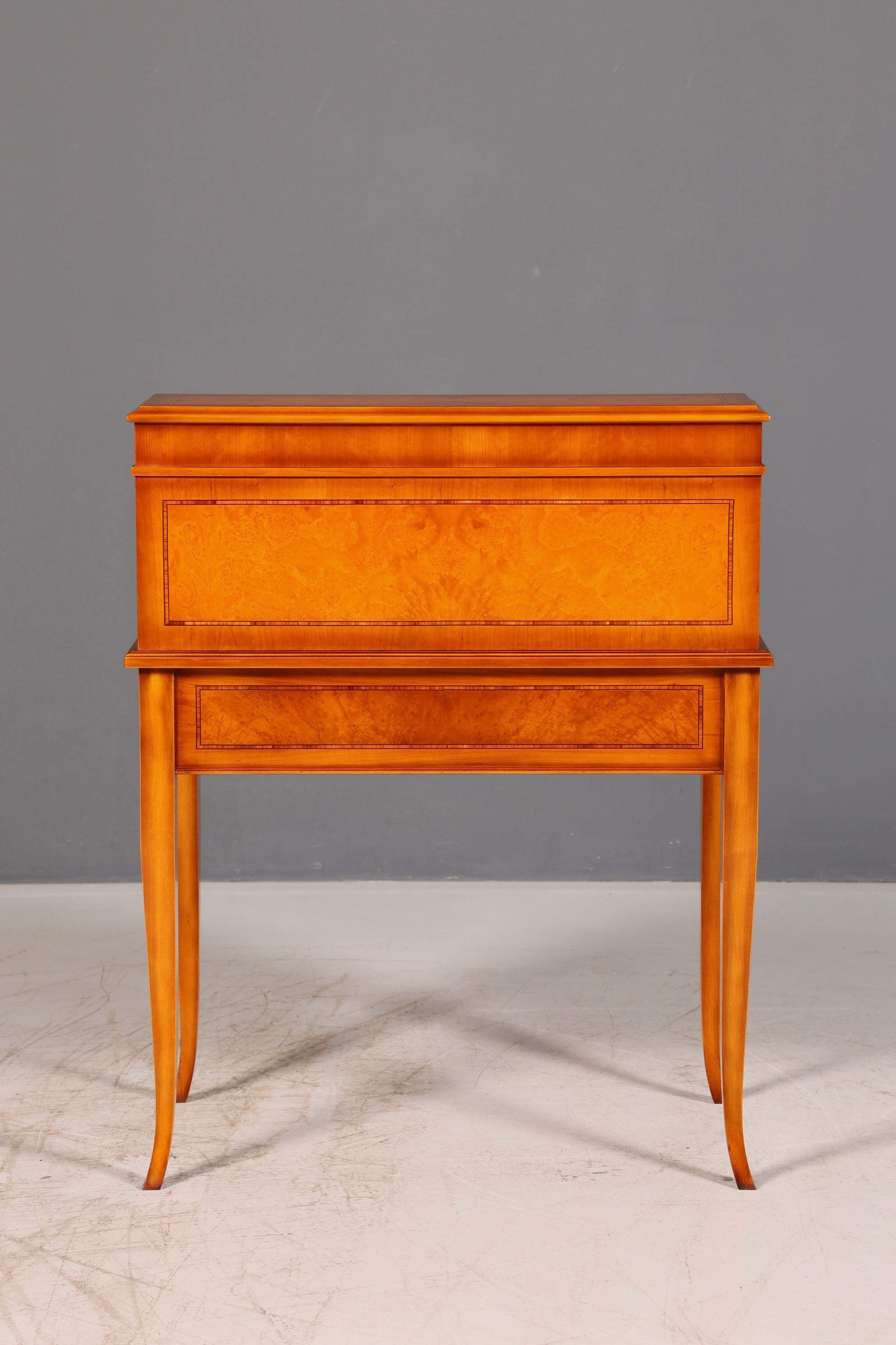Beautiful antique roll-top secretary desk in Baroque style, cylinder desk, writing cabinet, circa 1930