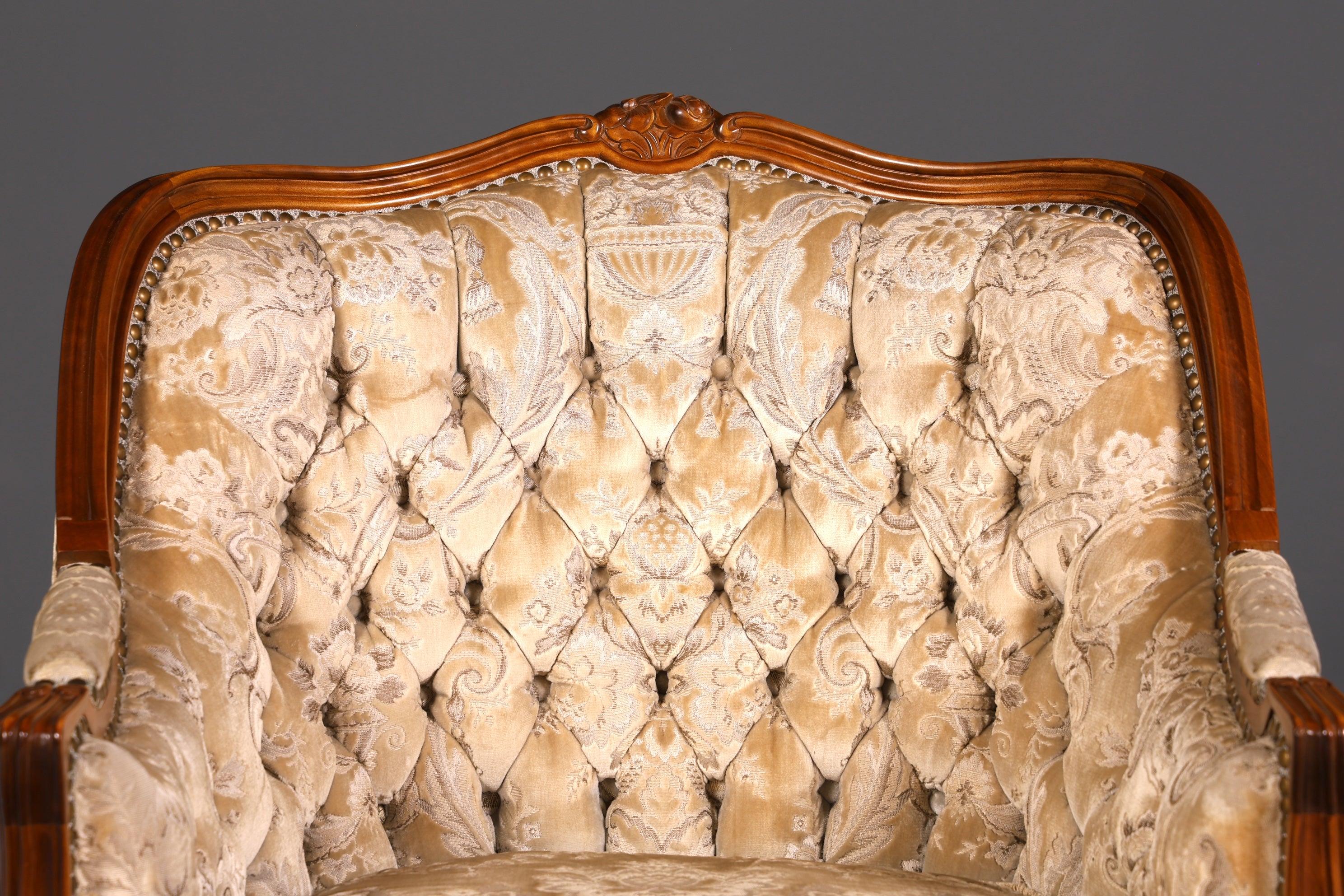 Wunderschöner Chippendale Armlehnsessel Barock Stil Sessel Armchair Samt Stoff Sessel 2 von 2