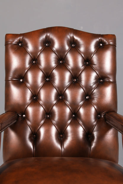 Wunderschöner Original Chesterfield Bürostuhl Claridge Ltd 1983 Echt Leder Englisch Herrensessel Armlehnstuhl UK