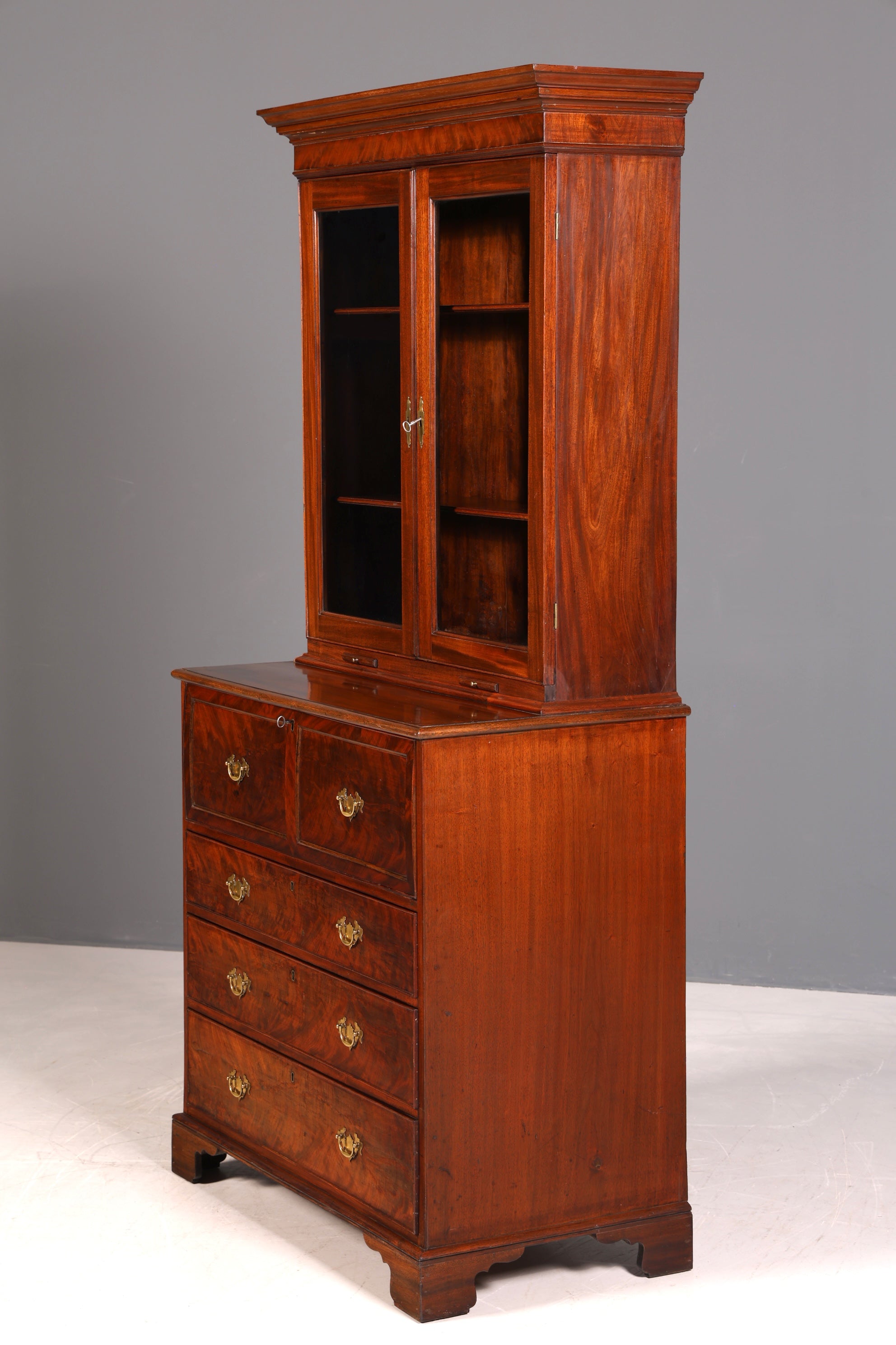 G224 Finish Wunderschöner Englischer Sekretär Büro Aufsatzsekretär Antik 60S Vitrinen Schrank UK (Kopie)