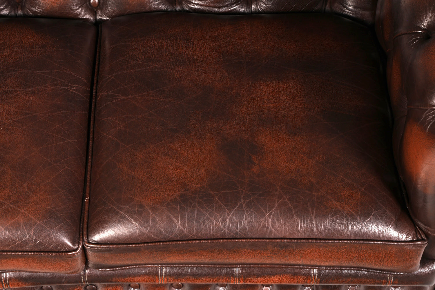 Beautiful Original Centurion Chesterfield 2-Seater Sofa, England, Genuine Leather Upholstered Sofa