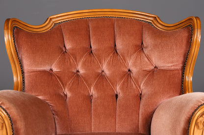 Edler Chippendale Armlehnsessel Barock Stil Samt Stoff Sessel Armchair Rococo Antik 3 von 4
