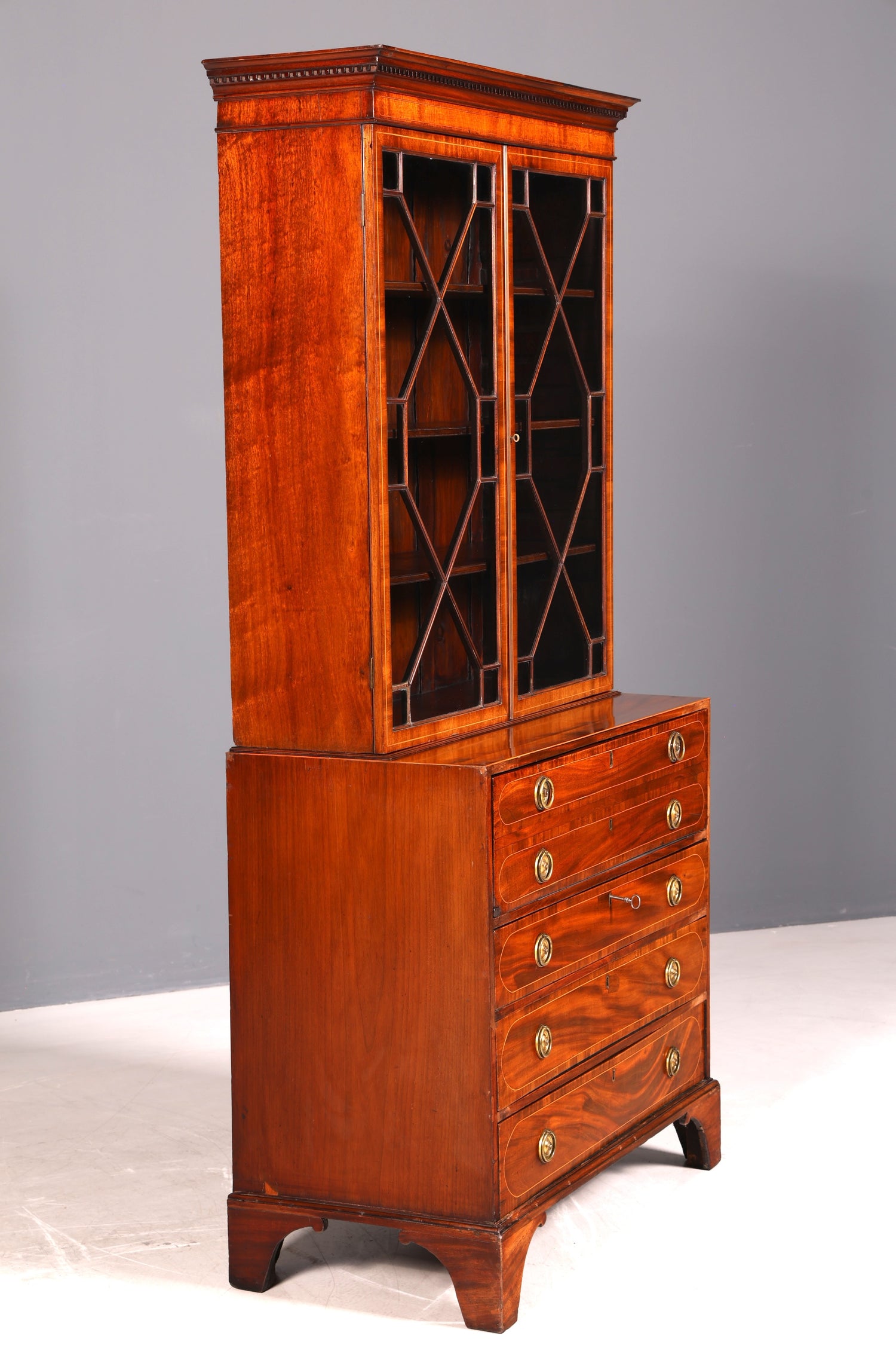 G785 Finish Wunderschöne Englische Vitrine Bibliothek Sekretär echt Holz Antik Schrank Regal (Kopie)