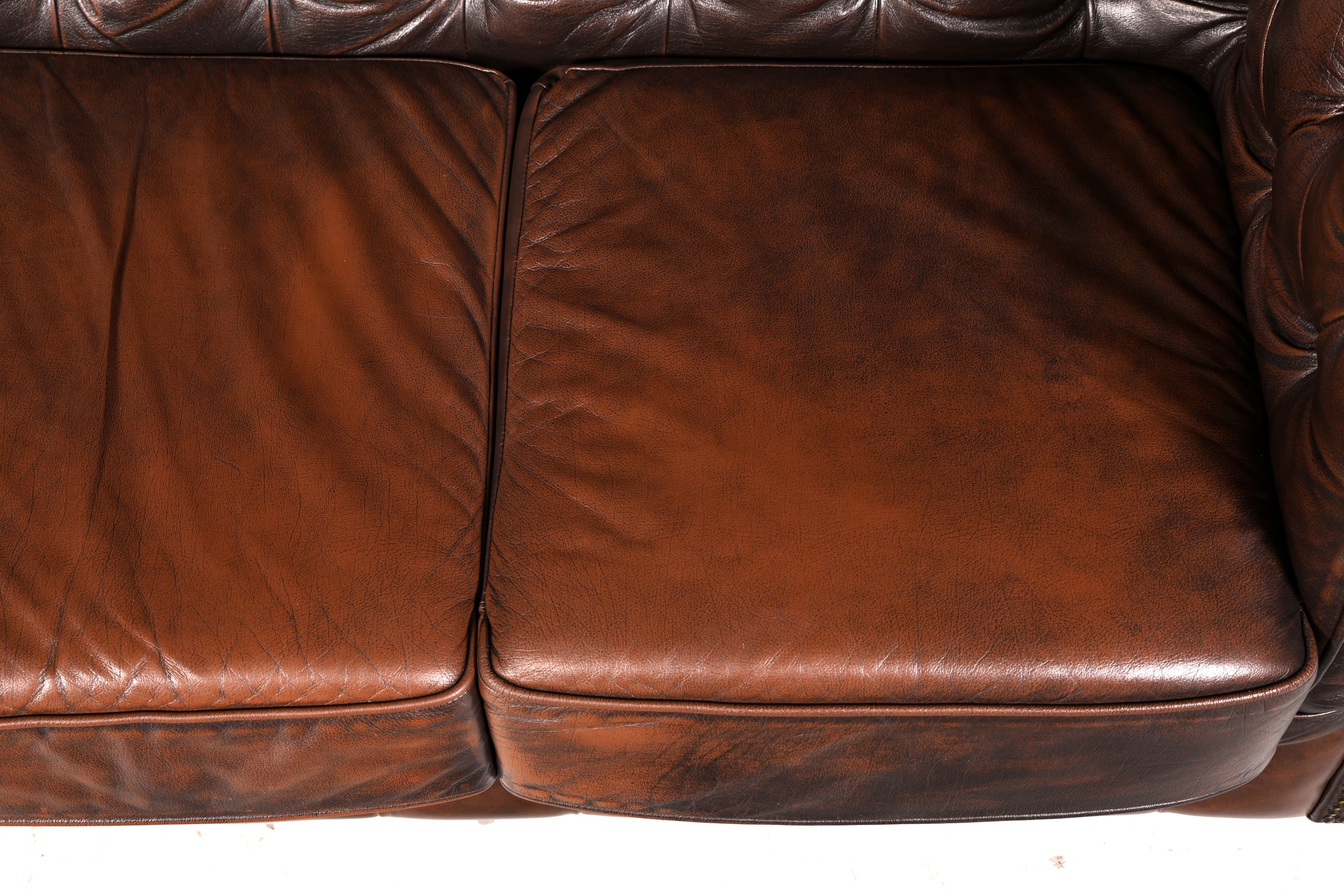 Wunderschönes Original Chesterfield Sofa 3-Sitzer Echt Leder Couch Englisch Ledersofa Vintage