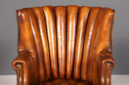 Seltener Original Chesterfield Ohrenbacken Sessel Englisch Leder Herrensessel UK Armlehnsessel