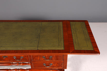 Wunderschöner Englischer Schreibtisch Regency Klappschreibtisch Echt Lederauflage Mahagoni Sofatisch Antik Stil Bürotisch