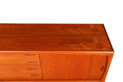 Hauptstadt Möblerei H.P. Hansen XXL Sideboard aus Teakholz mit Schubladen und Schiebetür im Mid Century Design