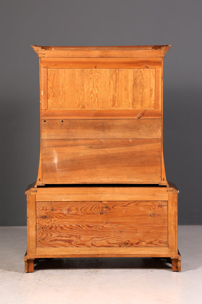 Wunderschöner Jugendstil Sekretär Vitrine Aufsatzschrank Nussbaum um 1900 Antik Schreibschrank Vertiko Vintage