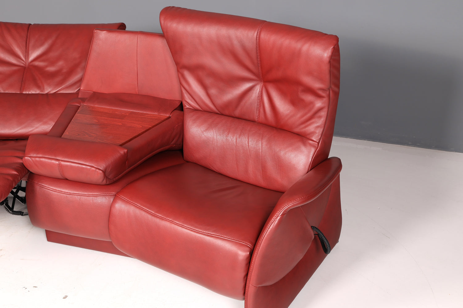Edles Himolla Ledersofa Trapez 3-Sitzer Echt Leder Rot Relaxsofa Couch Sofa elektrisch verstellbar Vintage