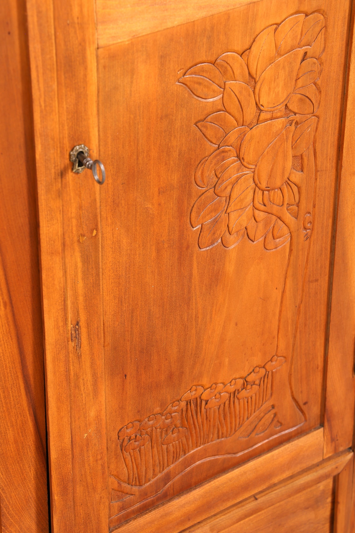 F942 Finish Traumhafte Jugendstil Vitrine Antike Holz Bücherschrank Eiche Antik Schrank Geschirrschrank