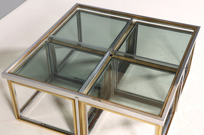 Wunderschöner Original Maison Charles Tisch Chrome Mid Century Coffee Table 70s Couchtisch 5-teilig Wohnzimmer Tisch