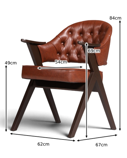 Luxuriöser "Manchester Brown" Stuhl Armlehnstuhl Bürostuhl Chesterfield Stil Esszimmerstuhl Lounge Stuhl